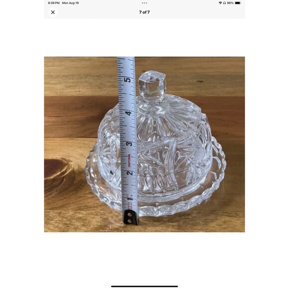 Crystal Cut Glass Butter/Cheese Dish Dome W/Lid - Picture 7 of 7
